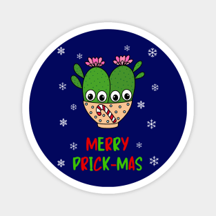 Merry Prick Mas - Cacti Couple In Christmas Candy Cane Bowl Magnet